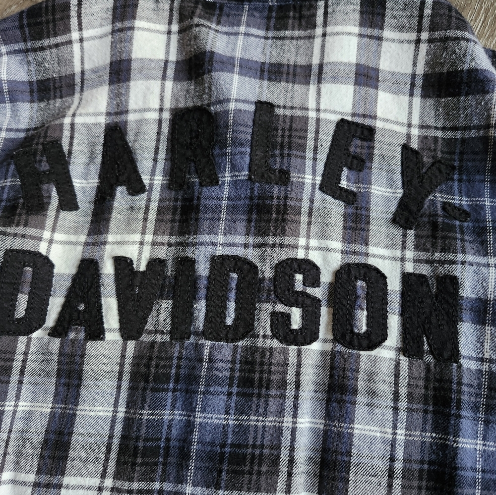 Womens/Men's Harley Davidson Blue Plaid Shirt - Picture 4 of 10